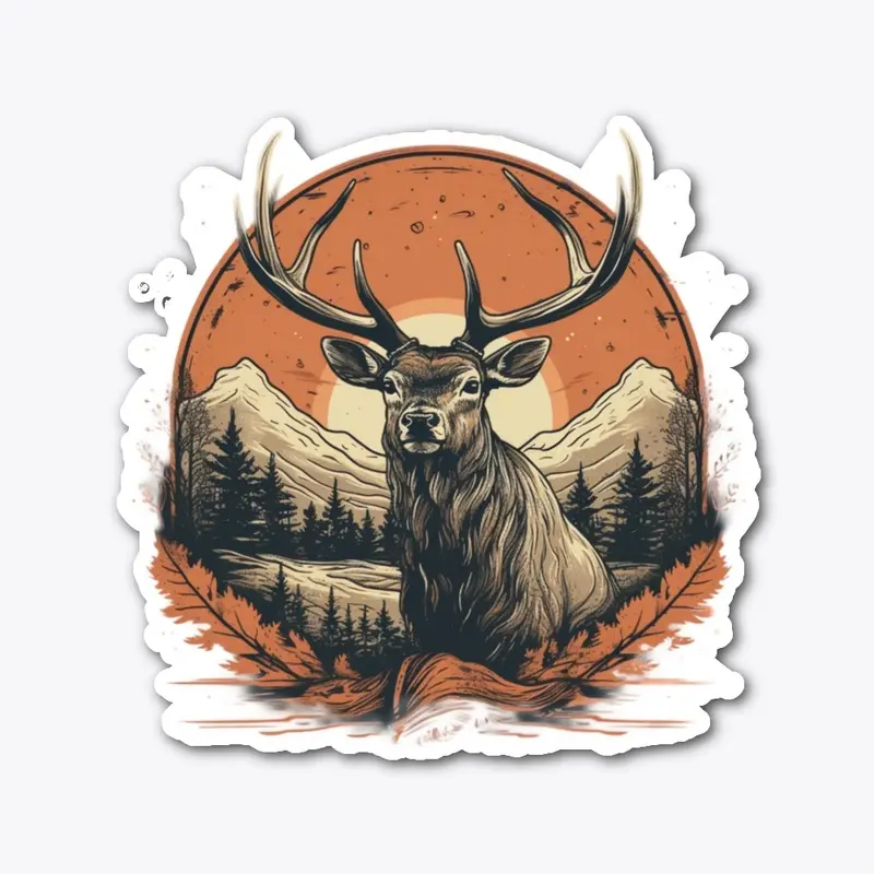 Retro Elk Sunset